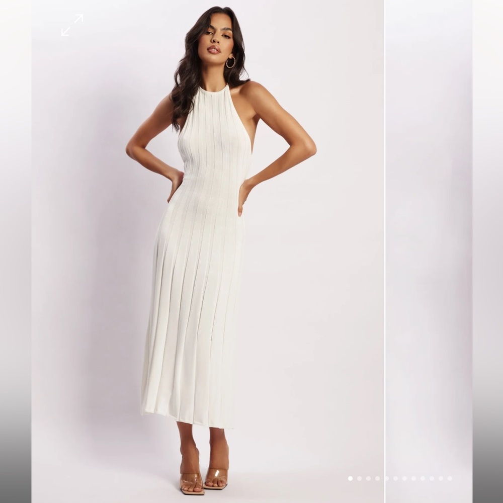 Adrienne Halter Neck Midi Dress - White